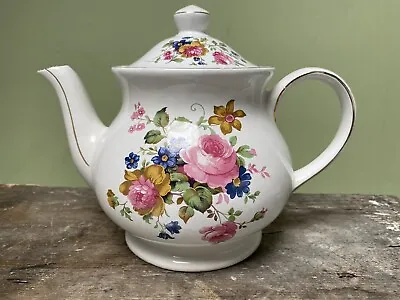 Buy Vintage Sadler Pink Roses Floral English China Teapot • 12£