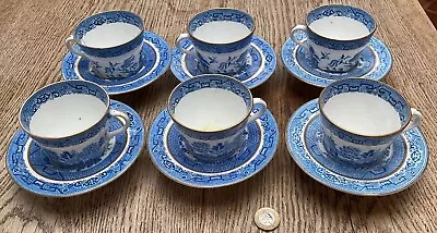 Buy Antique 6  Tasse Trembleuse Non Shake/tremble Cups & Saucer Blue Willow Pattern • 24£