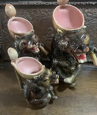 Buy 19th C. Victorian Antique Holdcroft Majolica Pottery Honey Bear Pitcher Jug Set • 199.99£