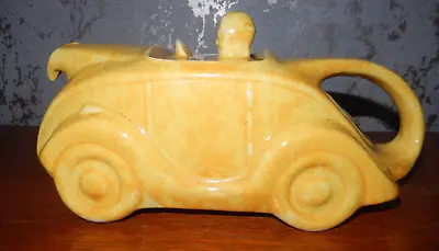 Buy 1940's Sadler Racing Car Teapot Mottled Yellow Novelty Collectable • 44£