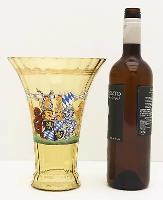 Buy Bohemian Yellow Glass Vase Heraldic Armorial Dated 1553 And Monogram M.D.Z. • 660.11£