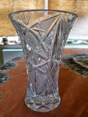 Buy Vintage Cut Lead Crystal Vase With Etched Design  • 6£