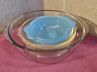 Buy Vintage 4x Pyrex Casserole Dishes In Different Sizes Incl Blue Glass - No Lids • 3.99£