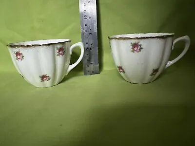 Buy Pair Vintage Salisbury Crown China Tea Cups With Floral Decoration  • 3£