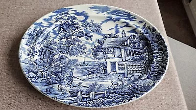 Buy Myott  The Hunter  Large Oval Serving Plate Blue And White - Hand Engraved • 14.99£