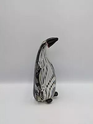 Buy Large Murano Style Art Glass Black & White Striped Emperor Penguin Figure 15.5cm • 39.99£