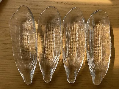 Buy Four Vintage Heavy SCANDINAVIAN KOSTA PARTY Corn On The Cob Dishes • 14.99£