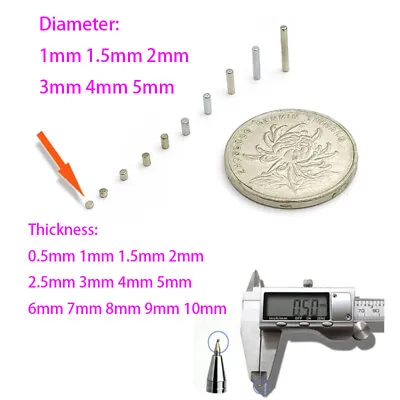 Buy Miniature Magnets Tiny Diameter 1mm 1.5mm 2mm 3mm 4mm 5mm Strong Craft Magnet • 14.68£