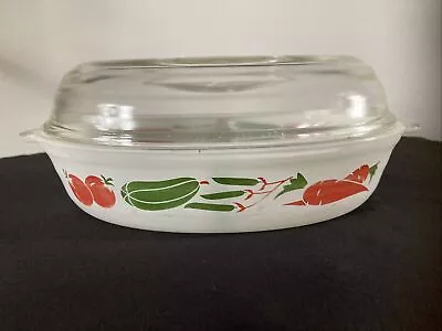 Buy Vintage Phoenix (Pyrex) Vegetable Design Oval Glass  Divided Oven Dish With Lid  • 12£