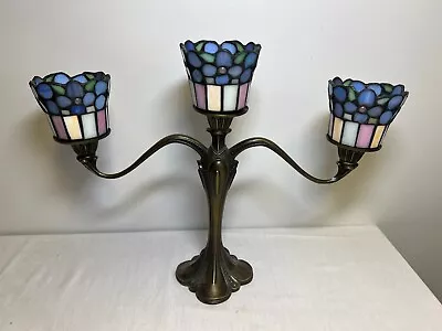 Buy Tiffany Style Candelabra Partylite Stained Glass Triple Tealight Candle Holder • 40£
