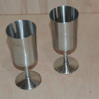 Buy Metal Goblets Glasses Winton 1970s Brushed SET OF 2 Stainless Steel • 12.90£