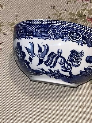 Buy VINTAGE ALFRED MEAKIN Blue And White Old Willow Pattern Sugar Bowl • 2.99£
