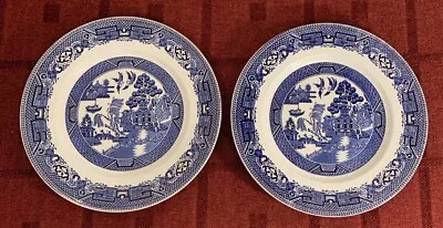 Buy 2 Willow Pattern 9.75” Plates, Made In England  • 4£