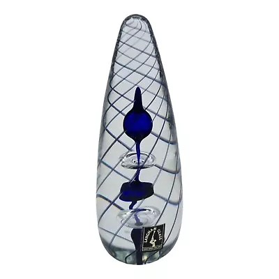 Buy Langham Glass Paperweight Paul Miller Manhattan Blue Glass Paperweight • 25.46£