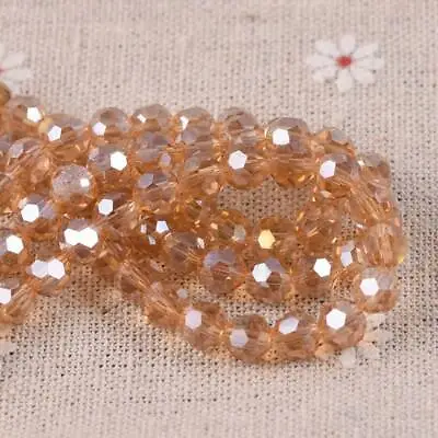 Buy 100pcs 6mm Round Sphere Ball Faceted Crystal Glass Loose Spacer Craft Beads Lot • 3.30£