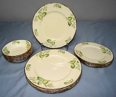 Buy Vtg Alfred Meakin MEA47 15 Pc Set Green/Yellow Leaves Dinner Salad Plates Bowls • 37.92£