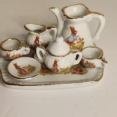 Buy Vintage Porcelain Miniature China Tea Dish Set 9 Piece Doll House Peter Rabbit  • 15.08£
