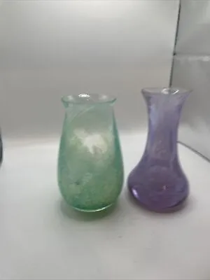 Buy Vintage Caithness Scottish Purple & White Swirls Bud Glass Vase X 2 • 9.99£