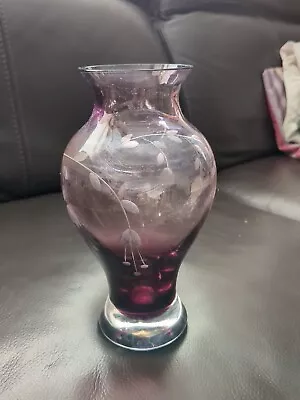 Buy Beautiful Amethyst Hand Blown Glass Vase • 5.50£