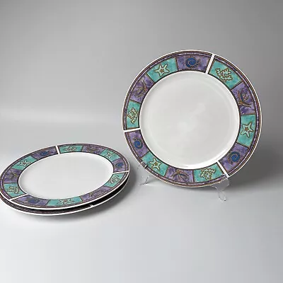 Buy Royal Norfolk 90s Seaside Shell Pattern Green Purple Ceramic Dinner Plates X3 • 12£