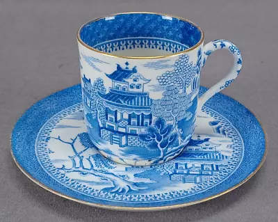 Buy Copeland Blue Willow Type Pattern 1327 & Gold Demitasse Cup & Saucer C.1851-1885 • 48.15£
