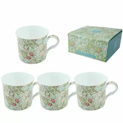 Buy William Morris Mug Set Heritage Golden Lily Print 4 Fine Bone China Coffee Cups • 25£