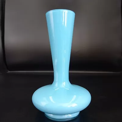 Buy Vintage Empoli Cased Turquoise Blue Mid Century Italian Art Glass Vase 21cm • 25£