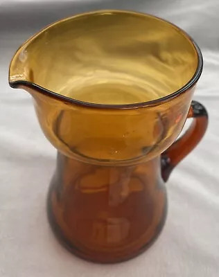 Buy Vintage Amber/brown Glass Jug With Hand Applied Handle, Height 6.5 Inch • 2£