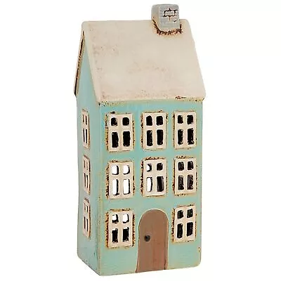 Buy Village Pottery Blue Tall House Tealight Holder Ornament Home Decor Gift New • 15.39£