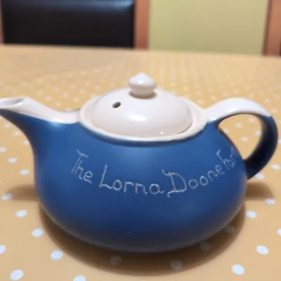 Buy Devonmoor Pottery ‘The Original Lorna Doone Farm’ Blue & White Teapot  • 10£