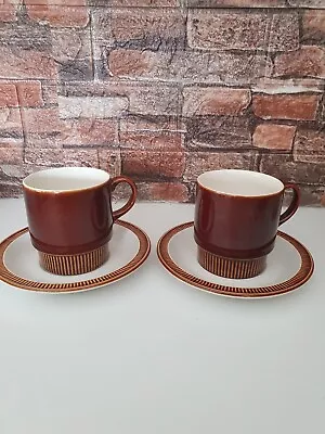 Buy Poole Brown Chestnut-  2 X Breakfast Cups & Saucers  • 9.99£