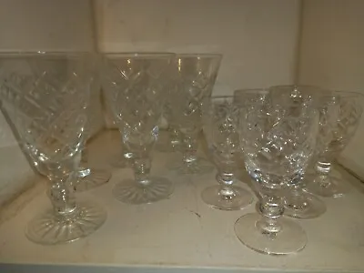 Buy Two Beautiful Sets Of Six , Flint Cut Glass Crystal,sherry/port/liqueur Glasses • 29.99£