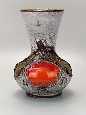 Buy Strehla Ceramic Vase Fat Lava With Orange Fruit And Leaves Pottery • 55£