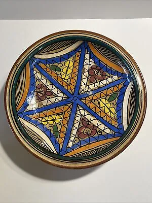 Buy Antique Moroccan Fez Pottery Ceramic Hand Painted Wall Art Bowl 11.5” D • 231.52£