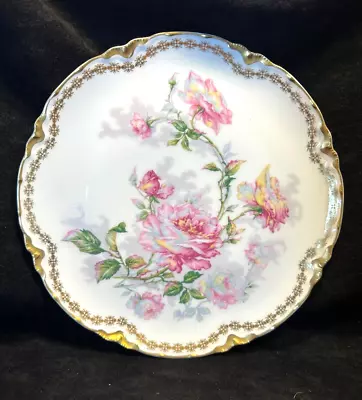 Buy Antique Haviland Co. Limoges France Hand Painted Pink Roses Gold Rimmed Plate • 71.15£
