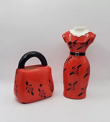 Buy Vtg Ceramic Purse Handbag Vase Handbag Purse And Dress  Pottery Floral Art Decor • 42.20£