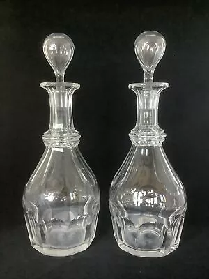 Buy 2 Vintage Clear Crystal 12 1/4” Decanters W/ Stoppers Baccarat Harcourt ? • 141.14£