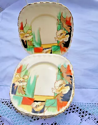 Buy 1930's Art Deco China Tea Plates X 6 Grindley Square Floral English Hand Painted • 35£