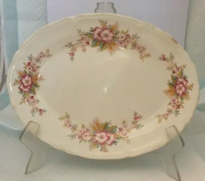 Buy Edwin M. Knowles Vintage Floral Pattern Platter 44-8 SEMI VITREOUS • 7.62£