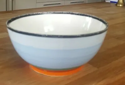 Buy Gray's Pottery Hand Painted 1935 Pottery Bowl Pastel Blue /Green/ Orange Banded  • 8£
