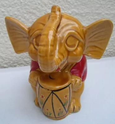 Buy Vintage Elephant Money Box Painted Ceramic Pottery (playing A Drum) • 10.99£