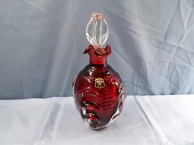 Buy Golden Crown E&R Sweden Red And Clear Glass Decanter W/ Stopper • 38.41£