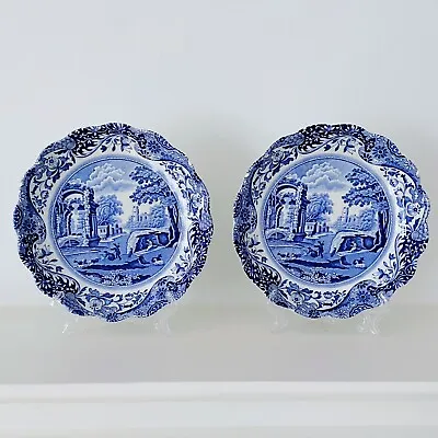 Buy 2x Spode Blue & White Italian Fluted Wavy Edge Low Bowl Nut Dish Gift Collecting • 23£