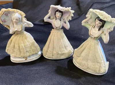 Buy Vintage 1950’s Japan Figurine , Dresden Style 18th Century Women With Ecru Lace • 33.18£