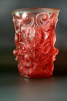 Buy Superb Quality Antique French Ruby Glass Vase In Manner Of Lalique • 395£