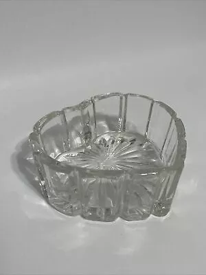 Buy Vintage Heart Shaped Candy Dish Bowl, Clear Glass • 14.46£