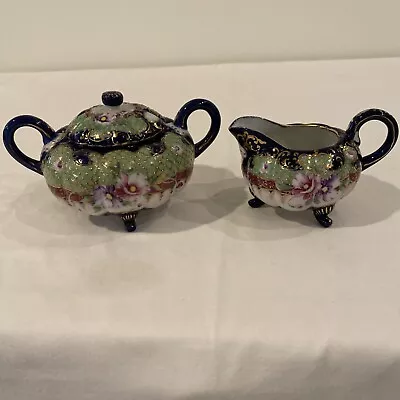 Buy Antique￼ Floral Sugar Bowl And Creamer China Set. Hand Painted ,( Beautiful !! ) • 18.94£