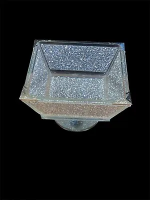 Buy Crush Diamond Fruit Bowl Silver Romany Square Crushed Bling Centrepiece UK • 44.99£