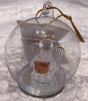 Buy Luxury Glass Transparent Christmas Bauble With Angel In Hanging Or Standing Ball • 5£