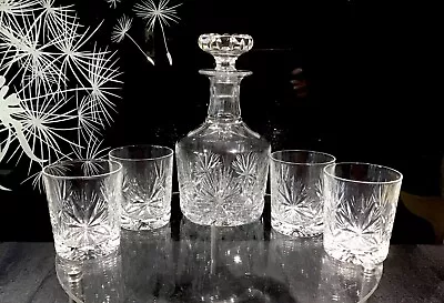 Buy Edinburgh Crystal “Star Of Edinburgh” Decanter + 4 Whiskey Tumblers Set - RARE! • 230£